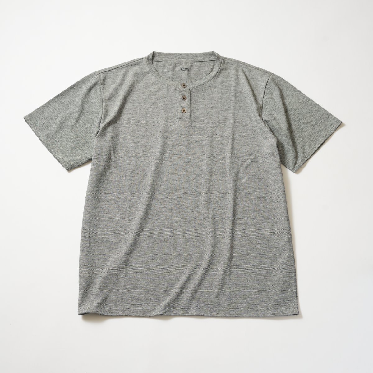 ワンダーウェア ヘンリーネック Tシャツ / メランジグレー WUNDERWEAR 