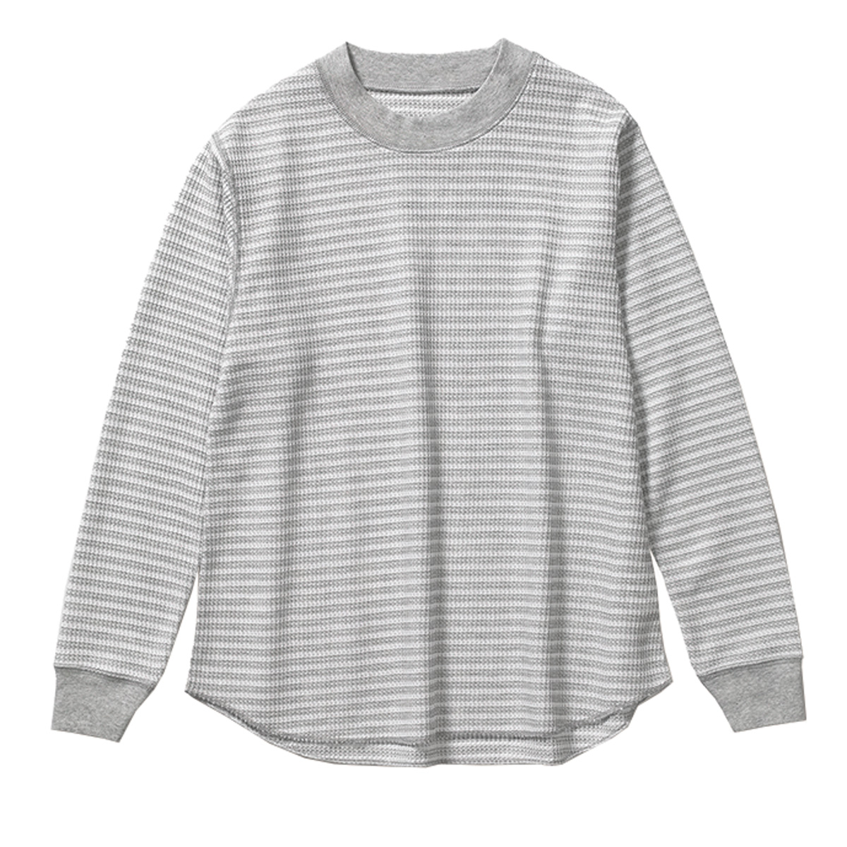 TCワッフルモッククルー / グレーボーダー TC Waffle Mock Crew