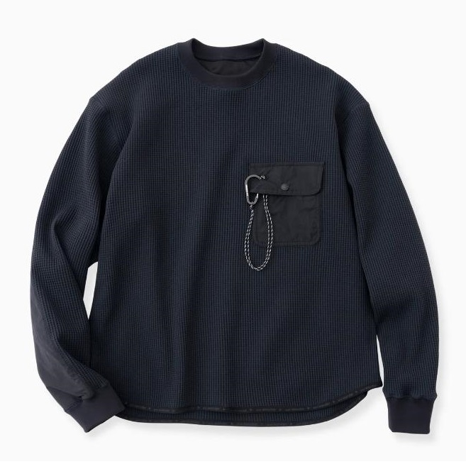 and wander アンドワンダー PE ワッフルロングスリーブT オリーブ